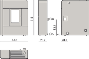 MCZ RAAM pelletkachel modern design staal maattekening