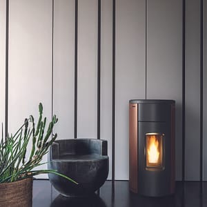 MCZ Hera X UP pelletkachel modern design staal bronze